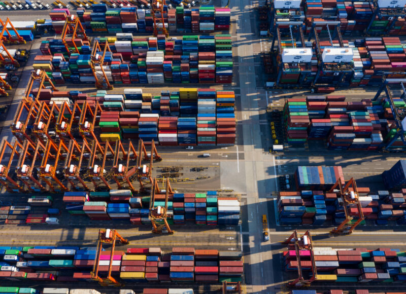 Vue sur le terminal pour container à Kwai Tsing, Hong Kong